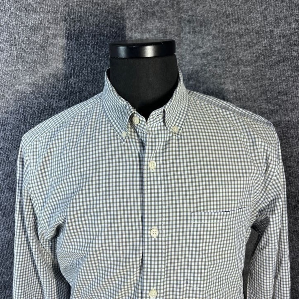 Banana Republic Men's Oxford Slim Fit Blue White Check Button Down Shirt Medium